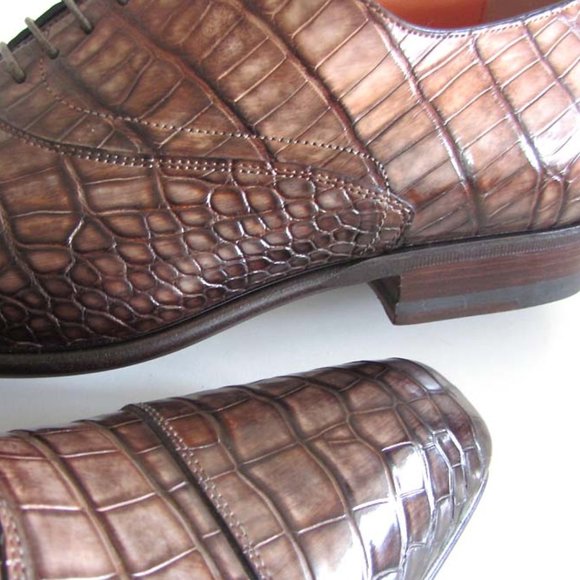 new SANTONI FAM Alligator cap-toe shoes 9 F 10 US main image 7